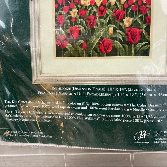 JCA Elsa Williams Tulip Field Needlepoint Tapestry Kit 10"x14" 06444 Pate Vtg